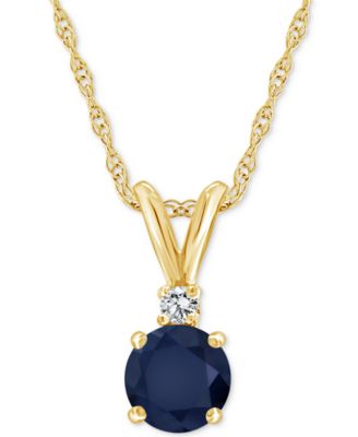 Macy's - Emerald (1/2 ct. t.w.) & Diamond Accent 18" Pendant Necklace in 14k Gold (Also in Ruby & Sapphire)