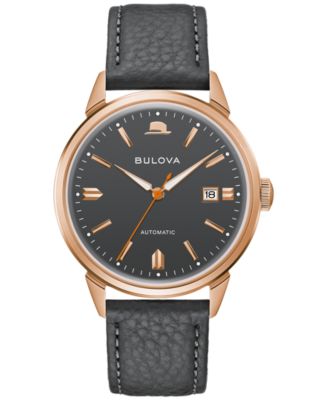 Bulova - Men's Frank Sinatra Summer Wind Automatic Gray Leather Strap Watch 40mm