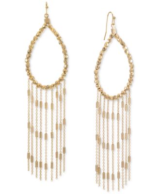 Style & Co - Gold-Tone Beaded Pear-Shape & Fringe Statement Earrings