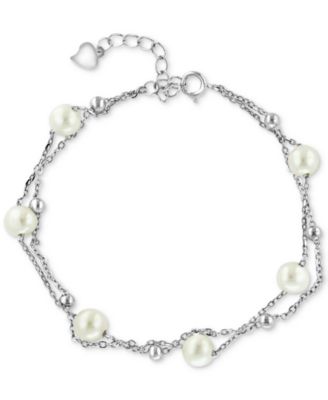 EFFY Collection - Cultured Freshwater Pearl (7mm) Layered Bracelet in Sterling Silver (Also available in Gold-Plated Sterling Silver)