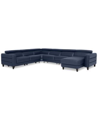 Furniture - Silvanah 6-Pc. Leather Sectional with Storage Chaise and 2 Power Recliners