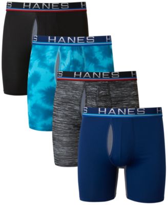 Hanes - Men's 4-Pk. Ultimate Sport with X-Temp Total Support Pouch Longer Leg Boxer Briefs