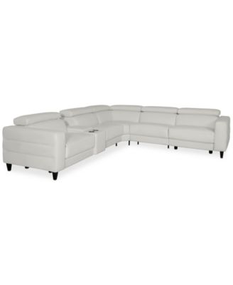 Furniture - Silvanah 6-Pc. "L" Leather Sectional with 2 Power Recliners with Console