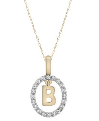 Wrapped - Diamond Initial "B" 18" Pendant Necklace (1/10 ct. t.w.) in 14k Gold