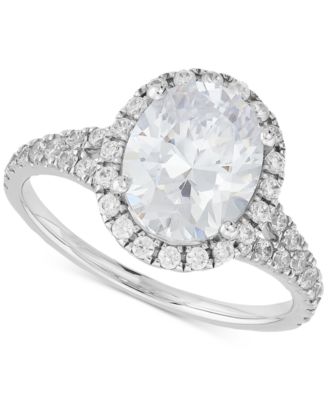 Grown With Love - IGI Certified Lab Grown Diamond Oval-Cut Halo Engagement Ring (3 ct. t.w.) in 14k White Gold