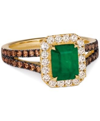 Le Vian - New Emerald (1 1/5 ct. t.w.) & Diamond (7/8 ct. t.w.) Halo Split Shank Ring in 14k Gold