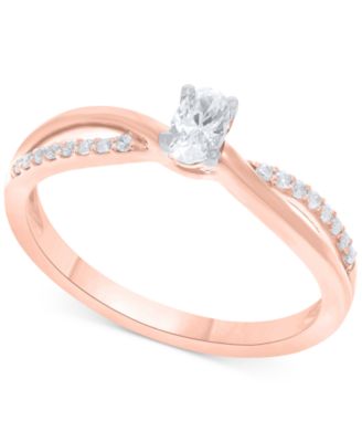 Macy's - Diamond Oval-Cut Swirl Solitaire Engagement Ring (1/4 ct. tw) in 14k Gold