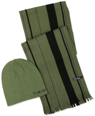 Calvin Klein - Men's Reversible Beanie & Striped Scarf