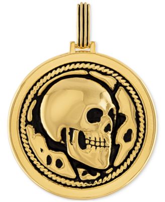 Esquire Men's Jewelry - Skull Disc Pendant in 14k Gold-Plated Sterling Silver