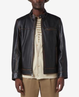 Marc New York - Men's Caruso Leather Racer Jacket with Distressed Seaming