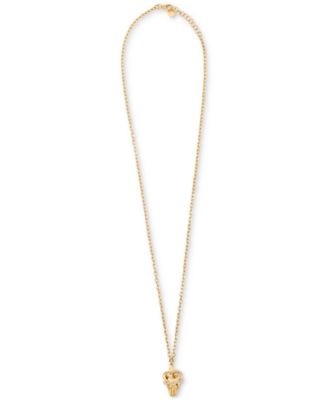 Philipp Plein - Gold-Tone IP Stainless Steel 3D Crowned $kull Cable Chain 29-1/2" Pendant Necklace