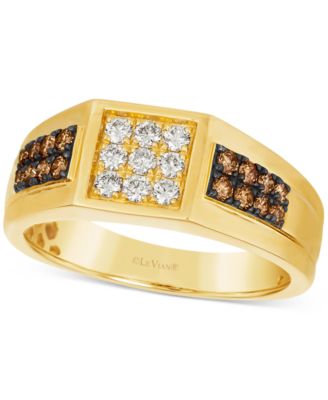 Le Vian - Men's Chocolate Diamond (1/3 ct. t.w.) & Vanilla Diamond (1/3 ct. t.w.) Cluster Ring in 14k Gold