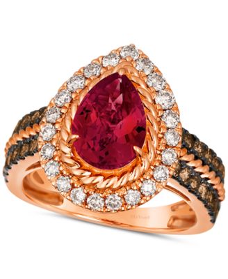 Le Vian - Pomegranate Garnet (1-5/8 ct. t.w.) & Diamond (1 ct. t.w.) Halo Ring in 14k Gold