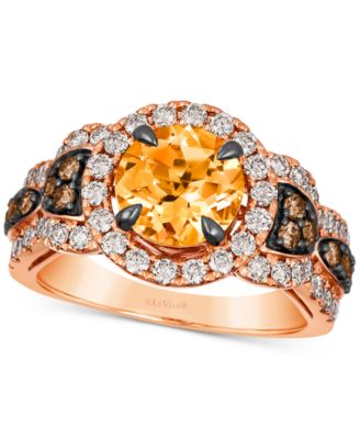 Le Vian - Cinnamon Citrine (1-7/8 ct. t.w.) & Diamond (1-1/20 ct. t.w.) Halo Ring in 14k Rose Gold