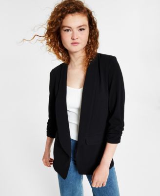 Bar III - Women's Knit Ruched 3/4-Sleeve Blazer