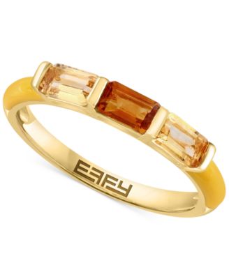 EFFY Collection - Citrine (3/8 ct. t.w.) & Madeira Citrine (1/3 ct. t.w.) Emerald-Cut Enamel Ring in 14k Gold-Plated Sterling Silver