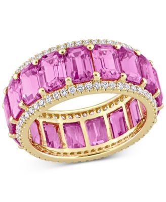 Macy's - Pink Sapphire (11-7/8 ct. t.w.) & Diamond (5/8 ct. t.w.) Eternity Band in 14k Gold