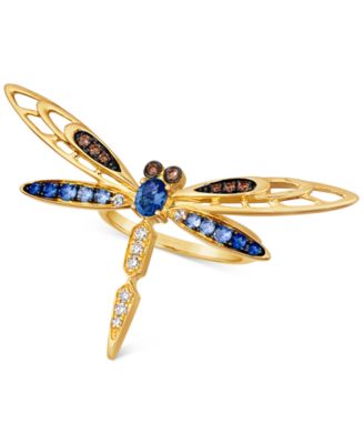 Le Vian - Multi-Gemstone (7/8 ct. t.w.) & Diamond (1/6 ct. t.w.) Dragonfly Ring in 14k Gold