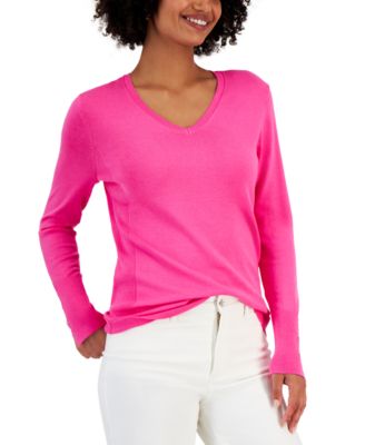 JM Collection - Button-Cuff V-Neck Sweater