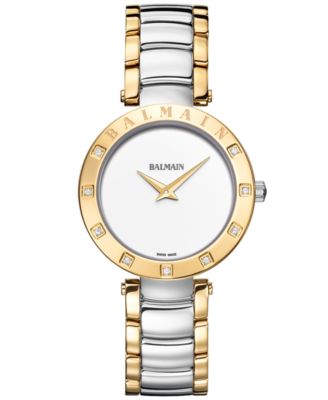 Balmain - Women's Swiss ia Bijou Diamond (1/10 ct. t.w.) Two-Tone Stainless Steel Bracelet Watch 33mm
