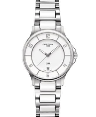 Certina - Women's Swiss DS-6 White Ceramic & Stainless Steel Bracelet Watch 35mm