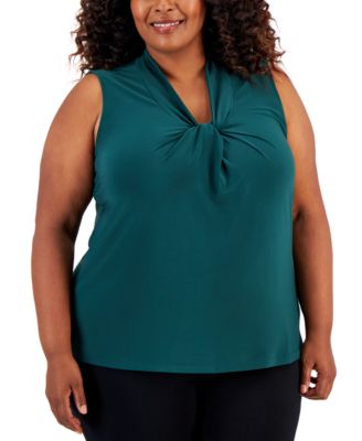 Kasper - Plus Size Knot Sleeveless Top
