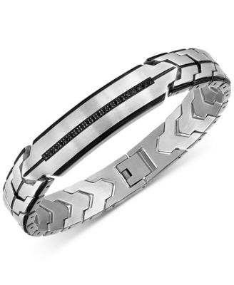 Esquire Men's Jewelry - Black Diamond Chevron Link Bracelet (1/4 ct. t.w.) in Stainless Steel