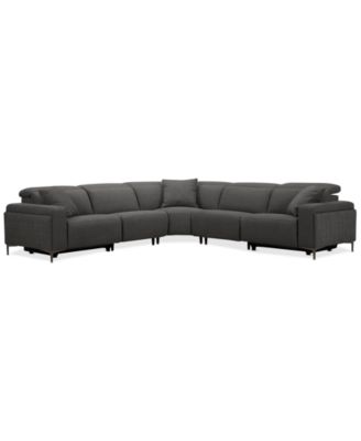 Furniture - 140" 5-Pc. Fabric Power Recliner Sectional Sofa