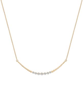 Wrapped - Diamond Curved Bar Statement Necklace (1/4 ct. t.w.) in 14k Gold, 15" + 2" extender