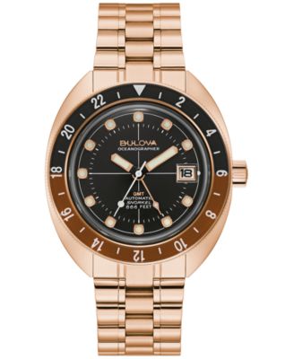 Bulova - Men's Automatic Oceanographer Rose Gold-Tone Stainless Steel Bracelet Watch 41mm