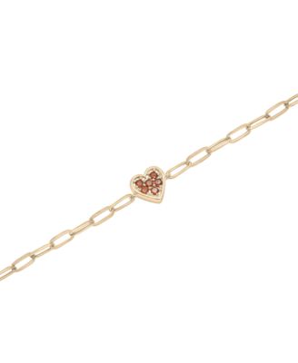 Macy's - Garnet Heart Cluster Paperclip Link Bracelet (1/4 ct. t.w.) in 14k Gold-Plated Sterling Silver