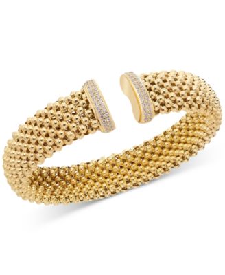 Macy's - Diamond End Mesh Cuff Bracelet (1/2 ct. t.w.) in 14k Gold-Plated Sterling Silver
