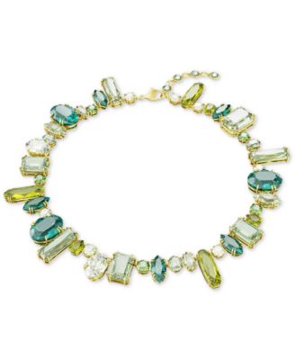 Swarovski - Gold-Tone Green-Hued Crystal Mixed Cut Collar Necklace, 14" + 1-3/4" extender