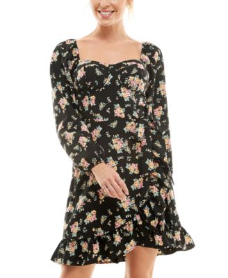 As U Wish - Juniors' Long-Sleeve Sweetheart Dress