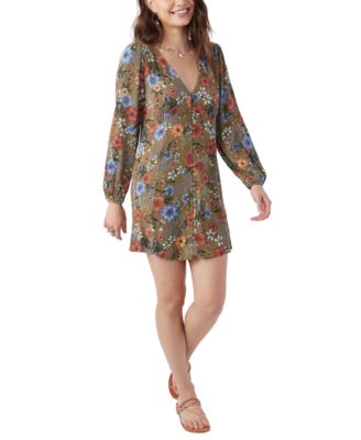 O'Neill - Juniors' Marylou Printed Long-Sleeve Minidress