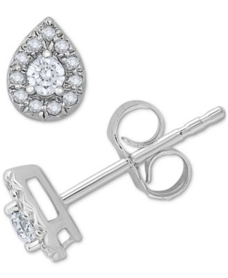 Macy's - Diamond Teardrop Cluster Stud Earrings (1/4 ct. t.w.) in 14k White Gold