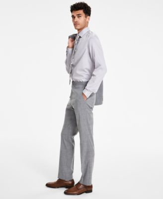 DKNY - Men's Modern-Fit Black & White Plaid Suit Separate Pants