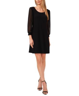CeCe - Women's Glitter-Sleeve Mixed-Media Dress
