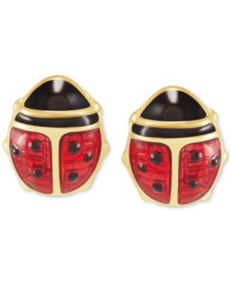Macy's - Red Enamel Ladybug Stud Earrings in 10k Gold
