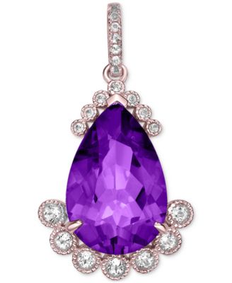 Macy's - Amethyst (5 ct. t.w.) & White Topaz (5/8 ct. t.w.) Pear 18" Pendant Necklace in Rose Gold-Plated Sterling Silver, (Also in Blue Topaz)