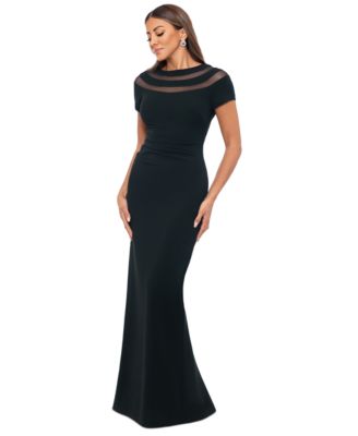 XSCAPE - Petite Illusion-Detail Short-Sleeve Dress
