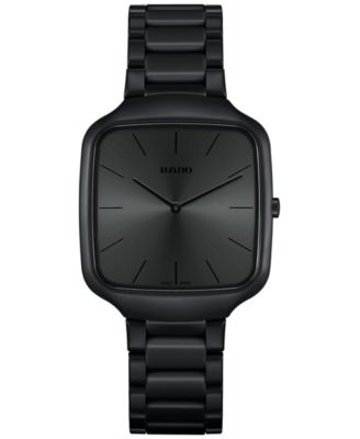 Rado - Unisex Swiss True Square Thinline Les Couleurs? Le Corbusier Black Ceramic Bracelet Watch 37mm