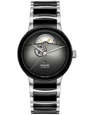 Rado - Unisex Swiss Automatic Centrix Open Heart Black Ceramic & Stainless Steel Bracelet Watch 40mm