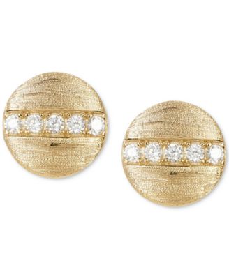 ADORNIA - 14k Gold-Plated Pav&eacute; Line Round Disc Stud Earrings