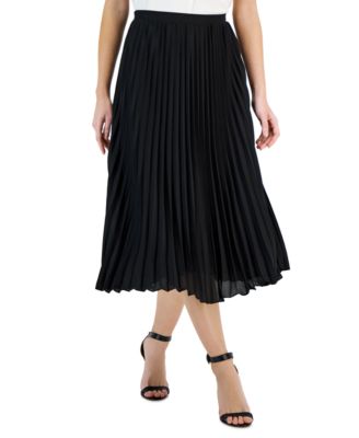 T Tahari - Women's Solid-Color Pull-On Pleated Skirt