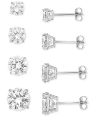 Giani Bernini - 4-Pc. Set Cubic Zirconia Graduated Solitaire Stud Earrings in Sterling Silver