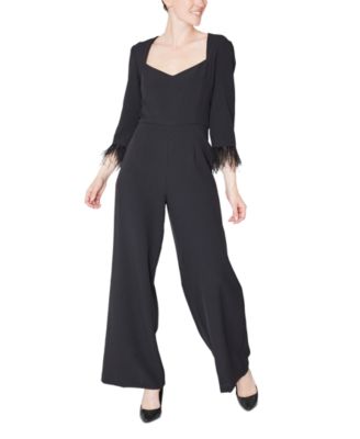 julia jordan - Women's Feather-Trim Jumpsuit