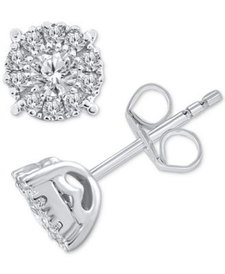 Macy's - Diamond Halo Stud Earrings (1/4 ct. t.w.) in 10k White Gold