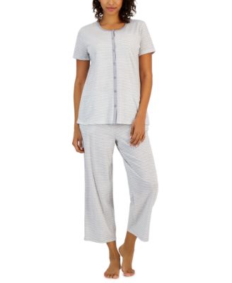 Charter Club - Women's 2-Pc. Cotton Striped Cropped Pajamas Set