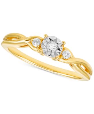 Macy's - Diamond Twist Ring (1/10 ct. t.w.) in 10k Two-Tone Gold